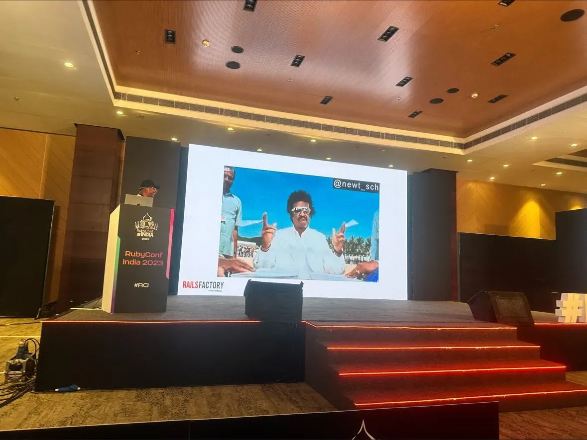 Showing Rajinikanth on screen at RubyConf for some humor